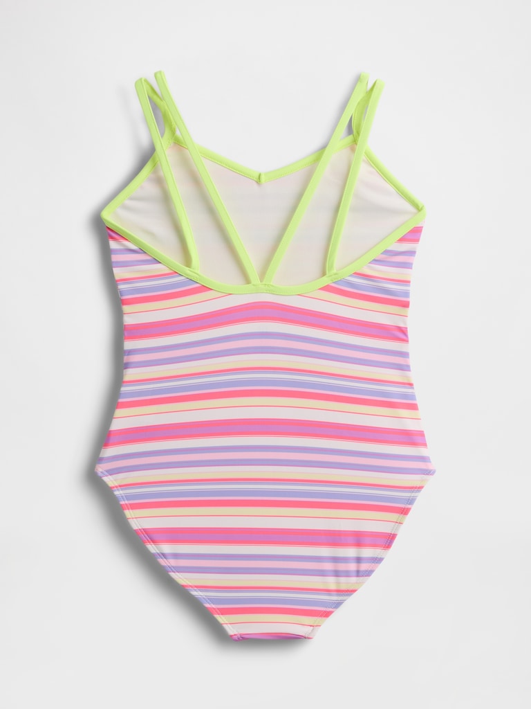 Kids V-Neck One-Piece Swimsuit