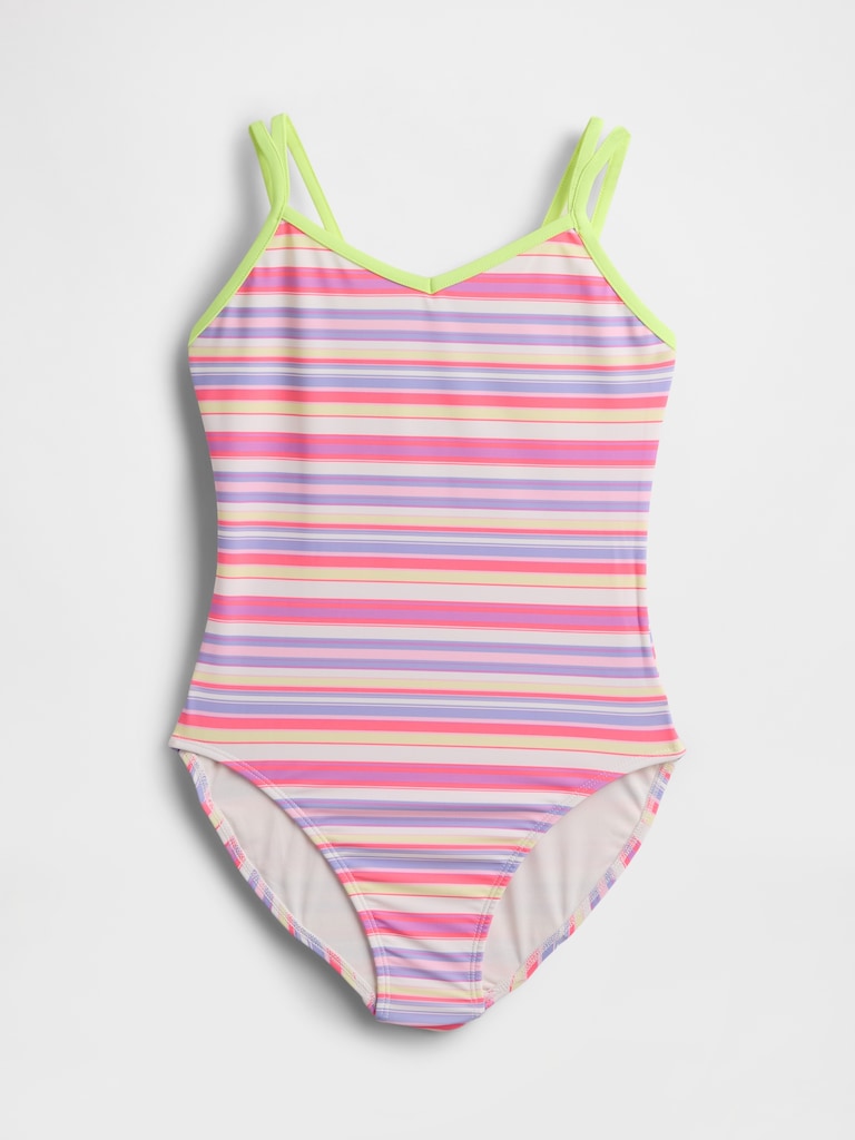 Kids V-Neck One-Piece Swimsuit