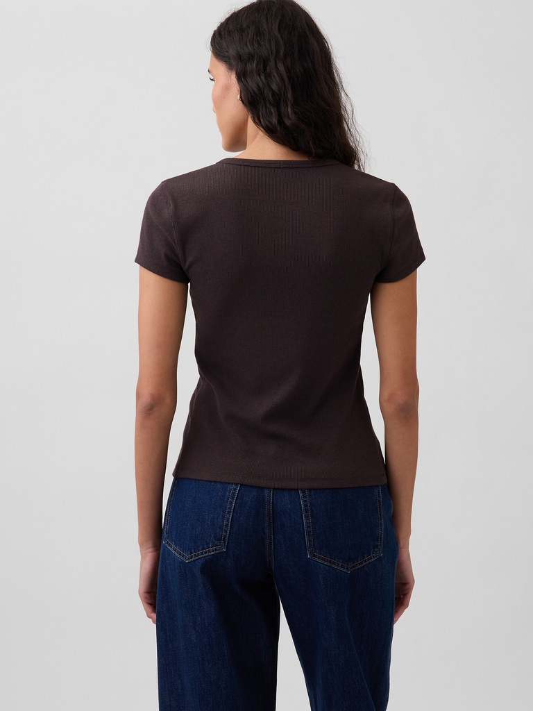 Modern Rib Button-Front Crew T-Shirt