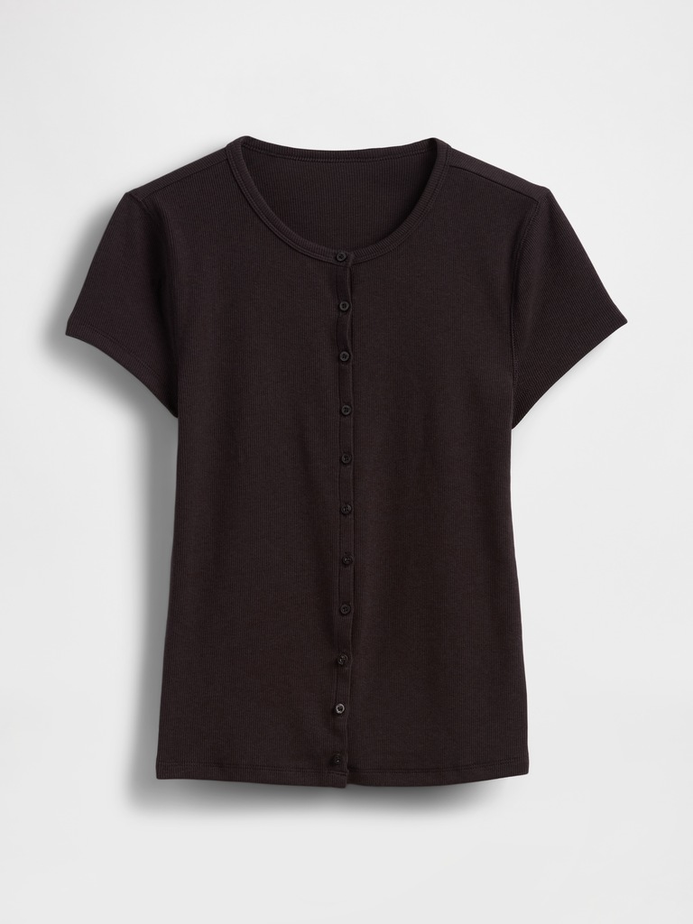 Modern Rib Button-Front Crew T-Shirt