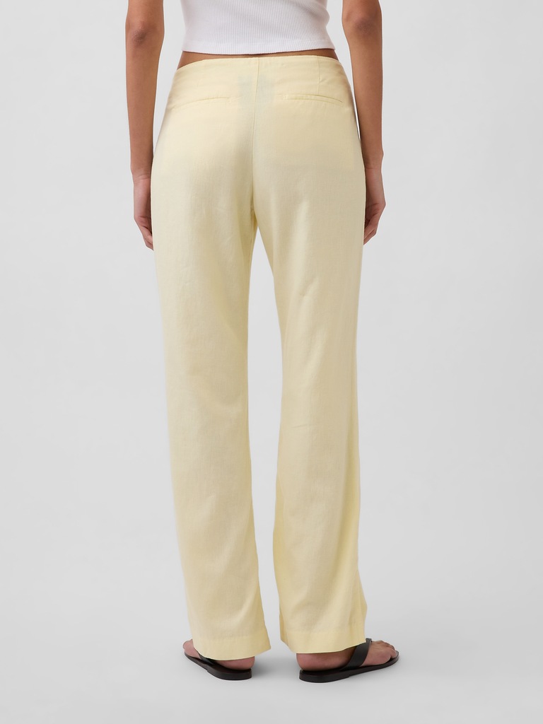 Low Rise Linen-Blend Flare Pants