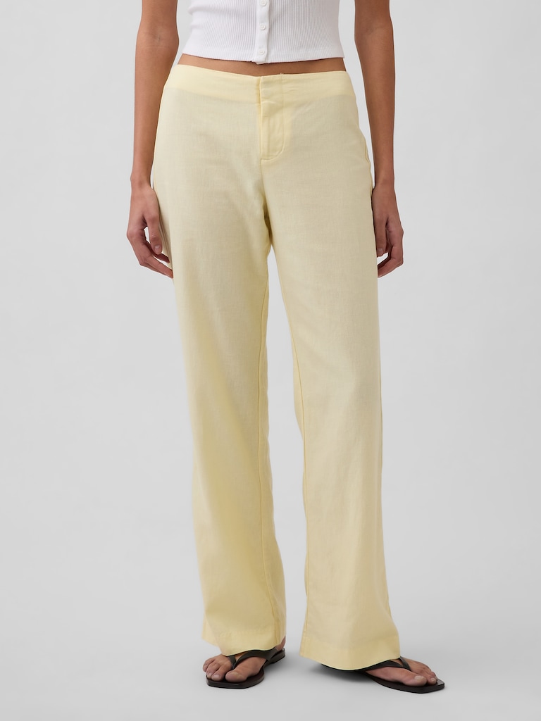 Low Rise Linen-Blend Flare Pants