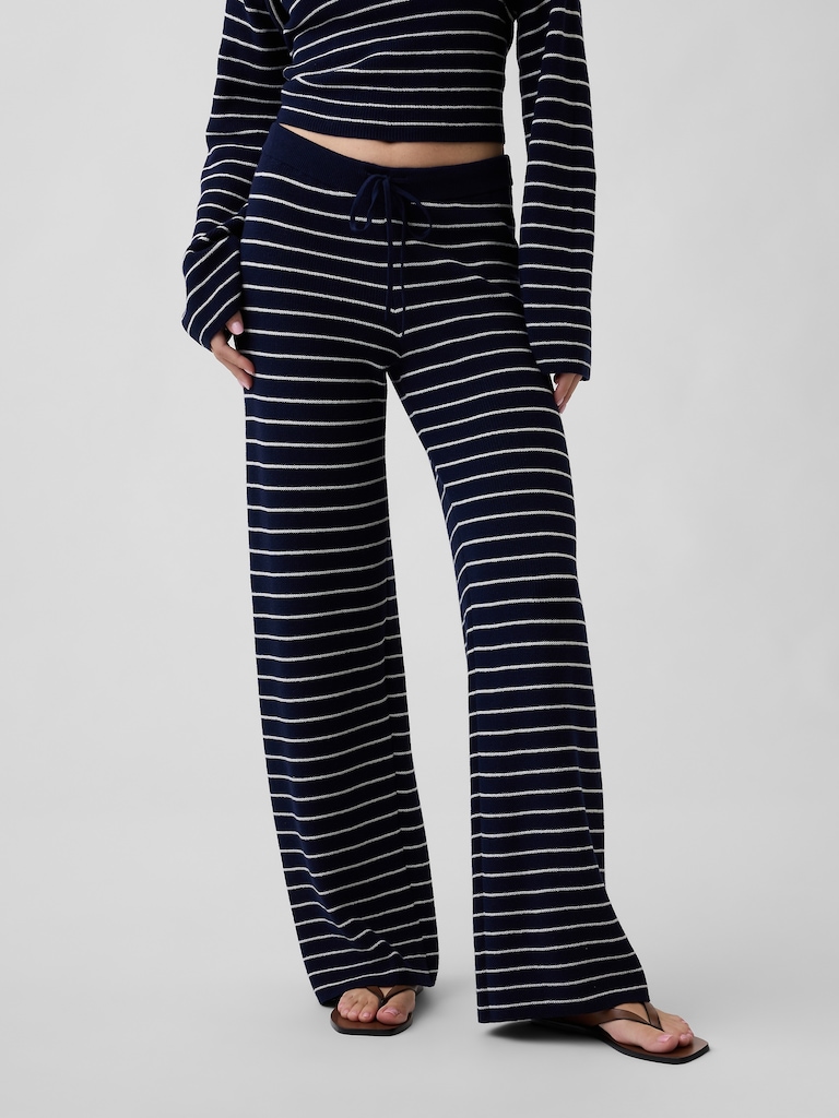Relaxed Shaker-Stitch Sweater Pants