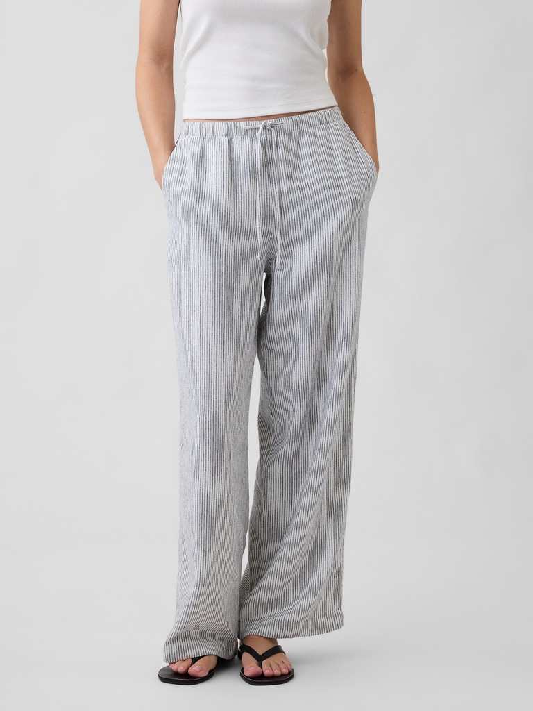 Relaxed Linen-Blend Wide-Leg Pants