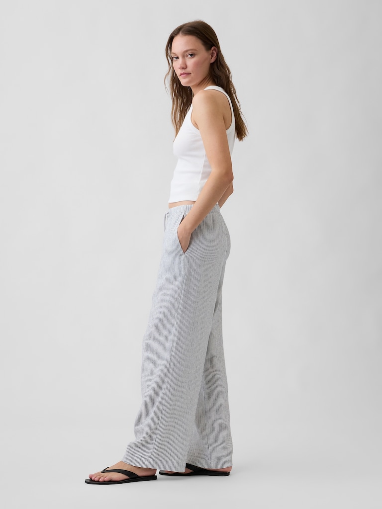 Relaxed Linen-Blend Wide-Leg Pants