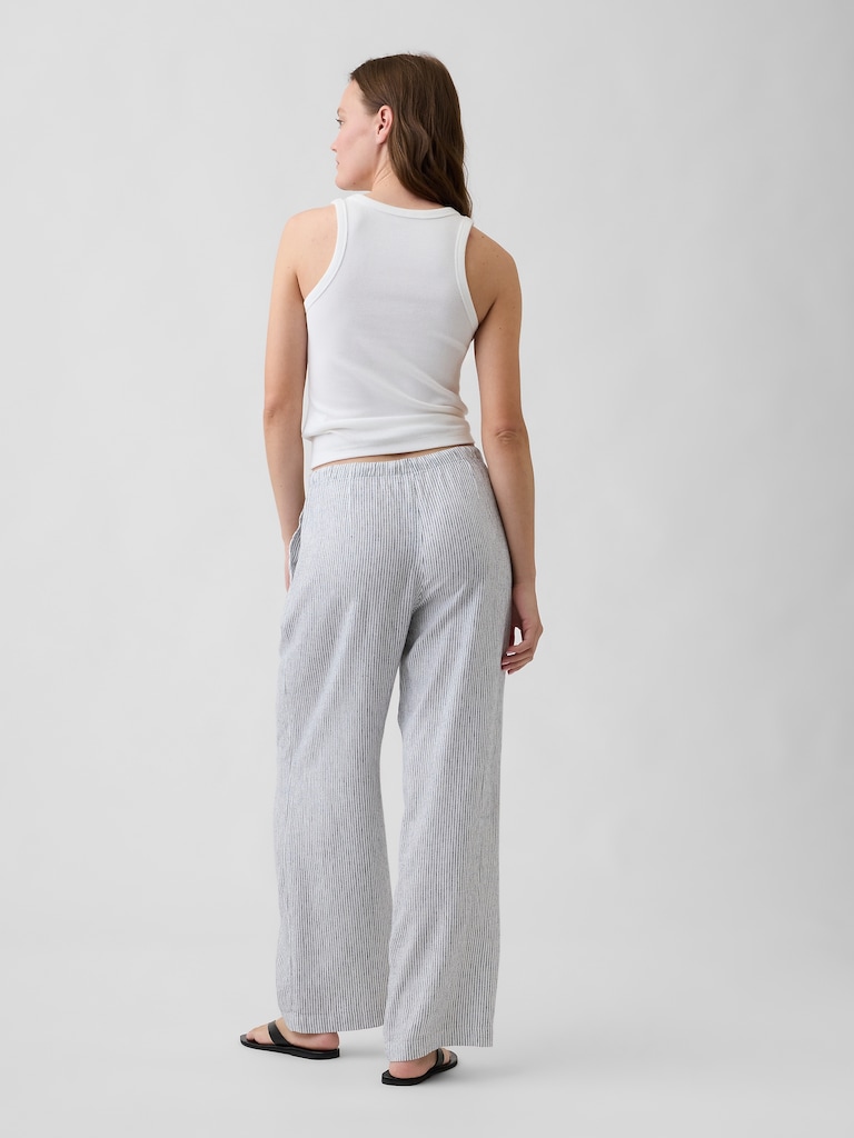 Relaxed Linen-Blend Wide-Leg Pants