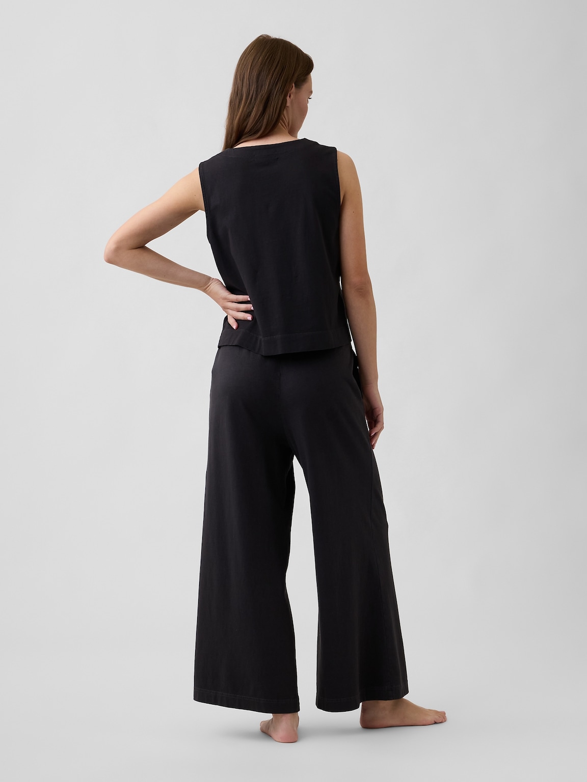 Heavyweight Pull-On Wide-Leg Crop Pants