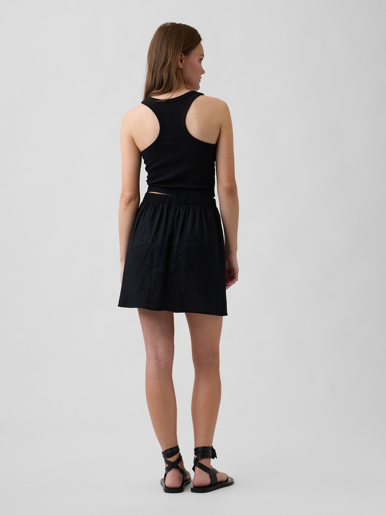 Linen-Blend Pull-On Mini Skirt