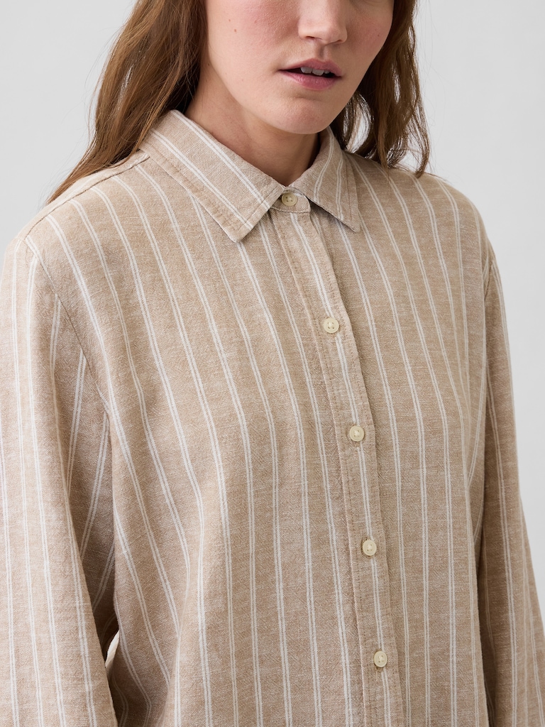 Linen-Blend Easy Shirt