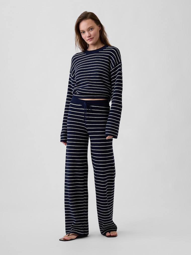 Relaxed Shaker-Stitch Sweater Pants
