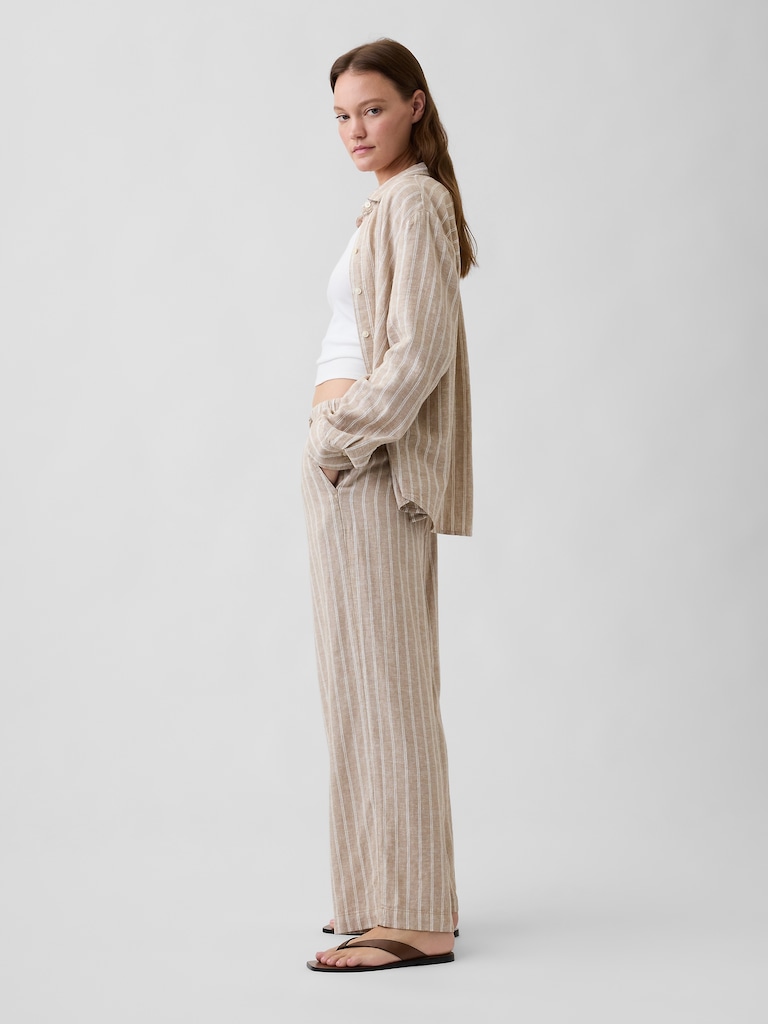 Relaxed Linen-Blend Wide-Leg Pants