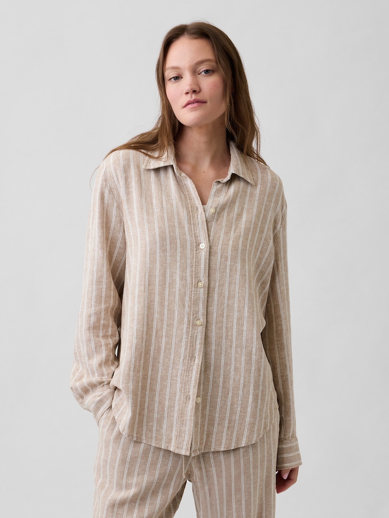 Linen-Blend Easy Shirt