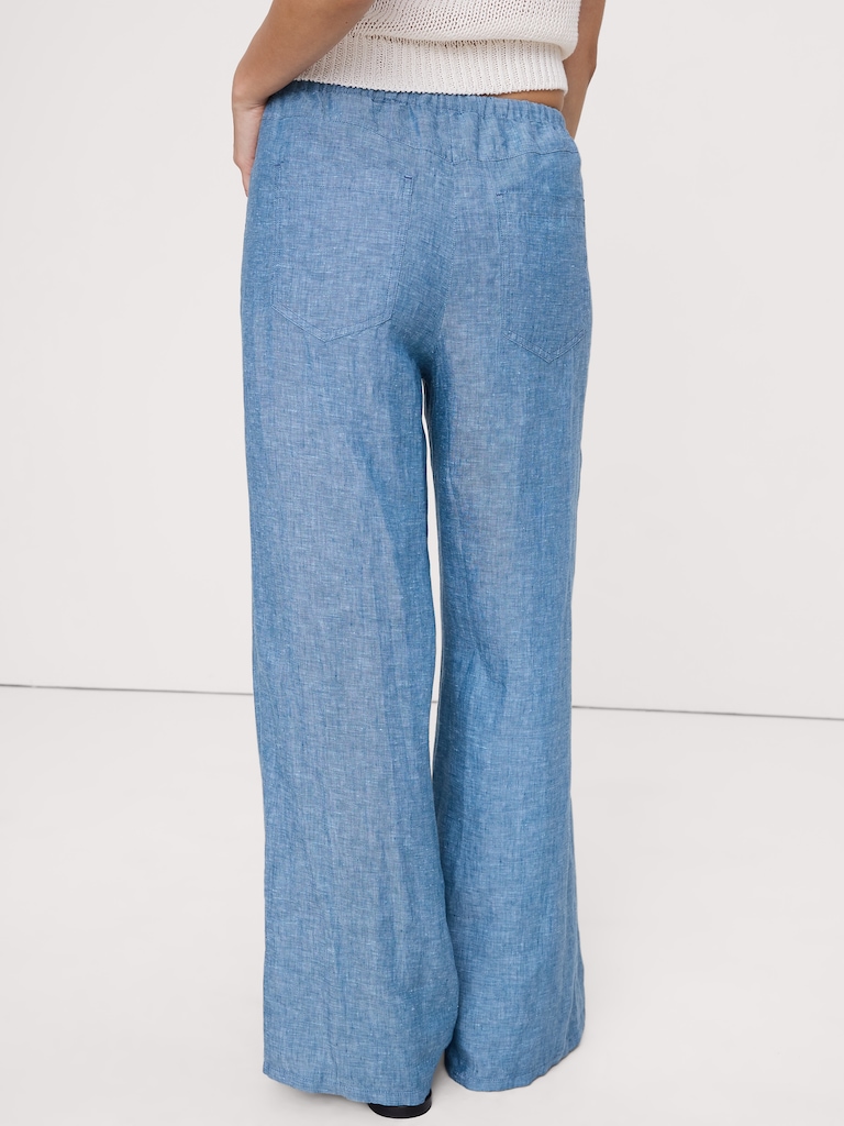 The Studio Wide-Leg Drawstring Pant in Linen