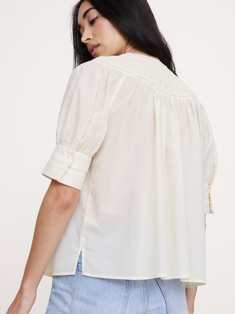 Lightweight Cotton Inset Lace Top