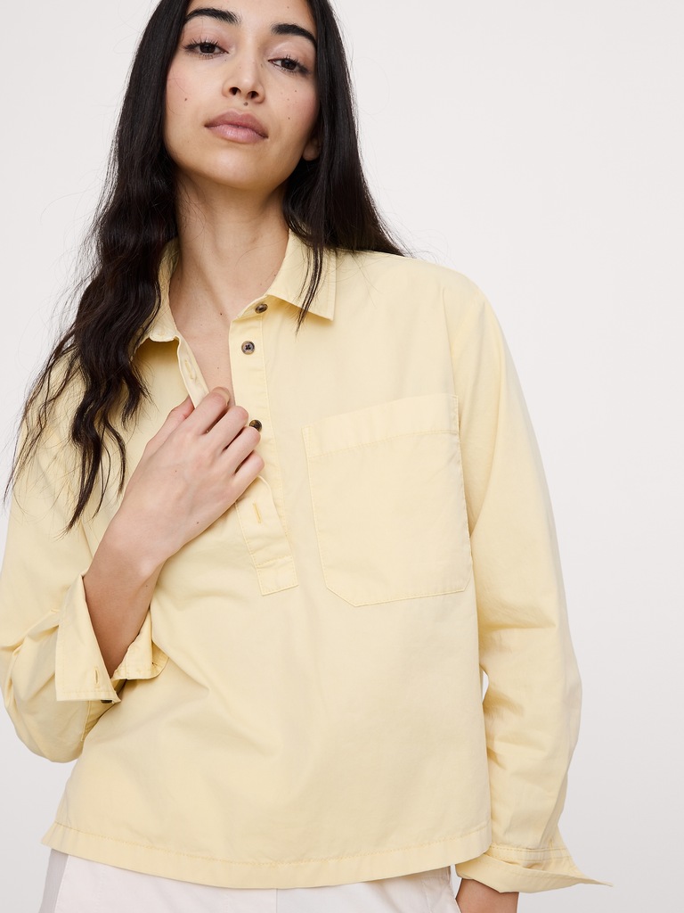 Oversized Cotton Twill Popover Shirt