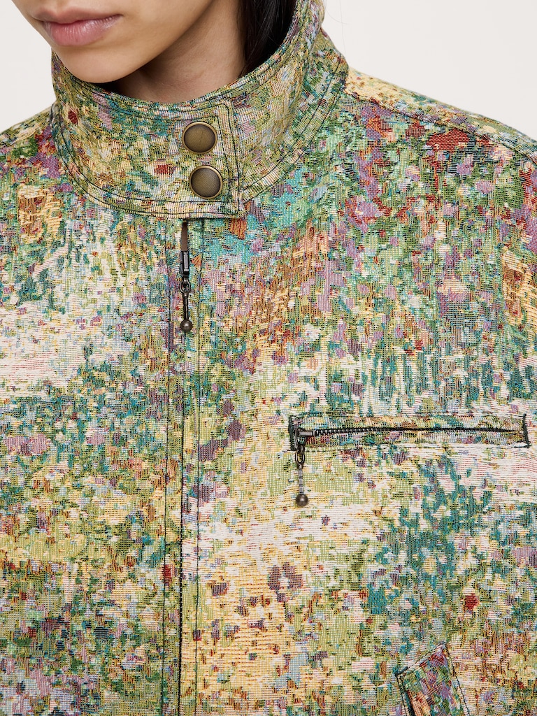 Floral Jacquard Bomber Jacket