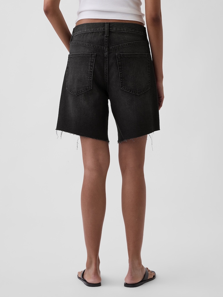 Mid Rise Loose Denim Bermuda Shorts