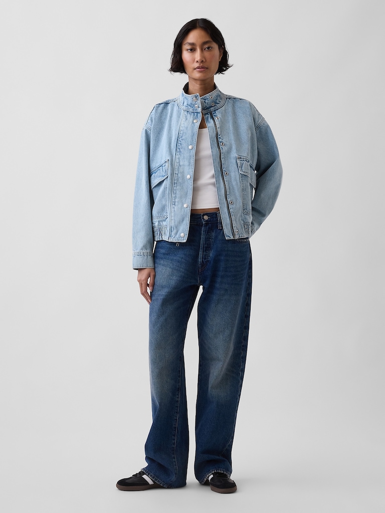 Oversized Denim Bomber Jacket