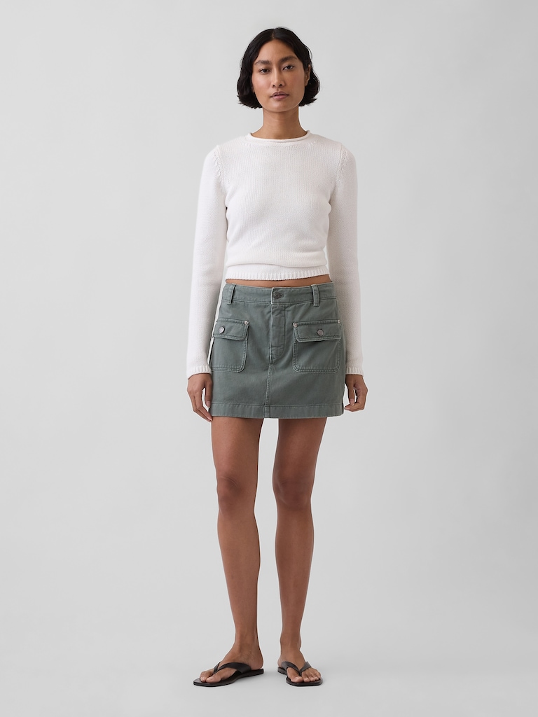 Mid Rise Cargo Mini Skort