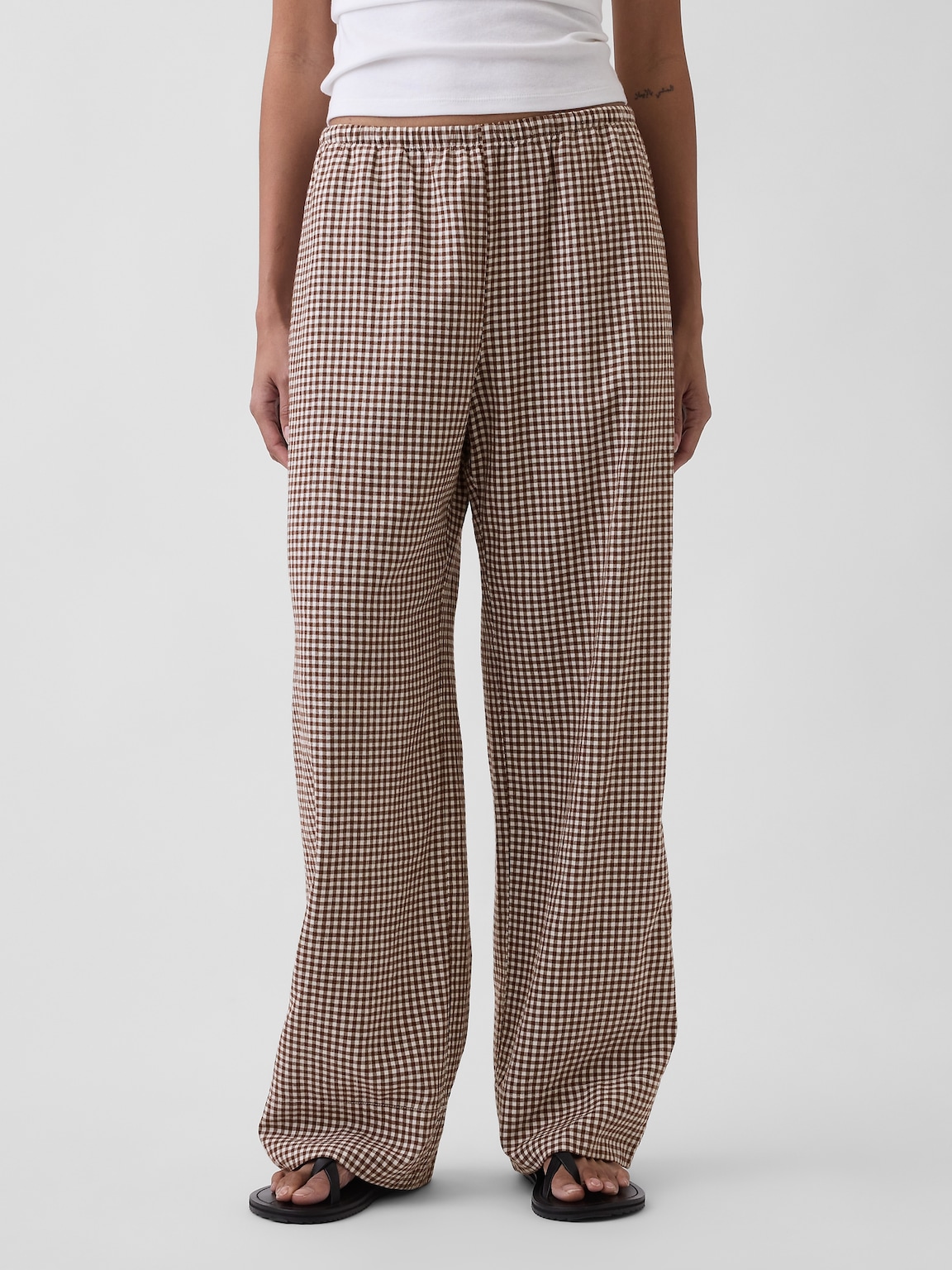 Linen-Blend Easy Wide-Leg Pants