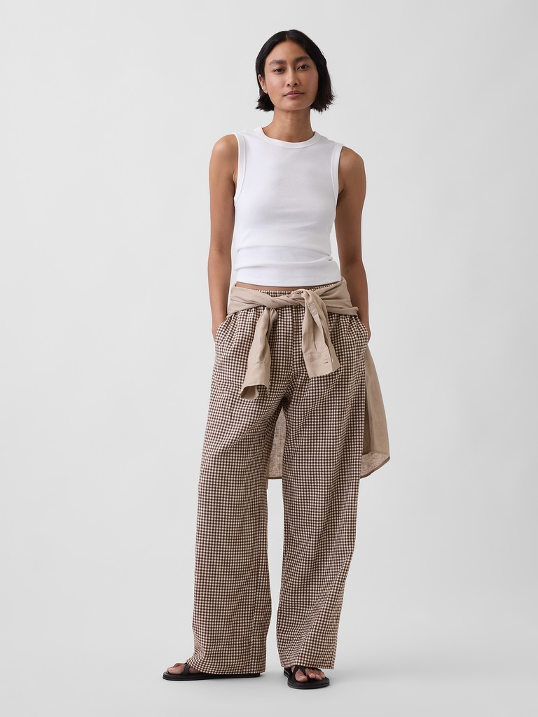 Linen-Blend Relaxed Wide-Leg Pants