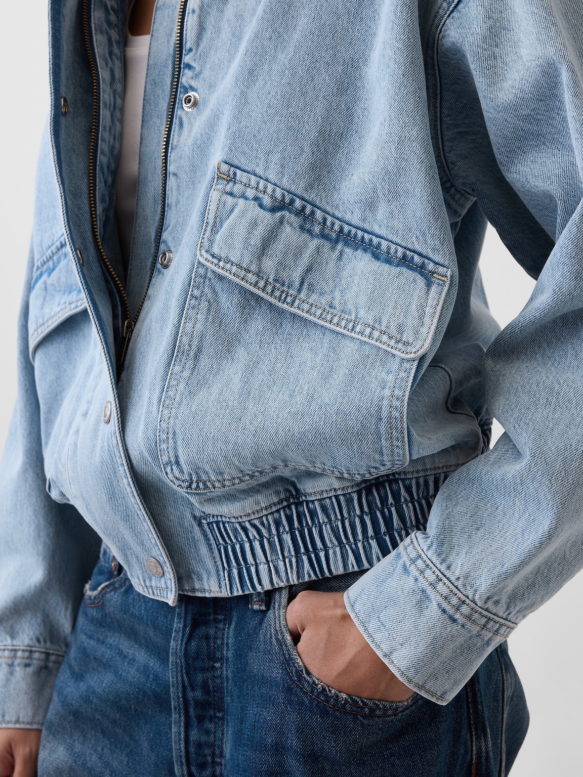 Oversized Denim Bomber Jacket