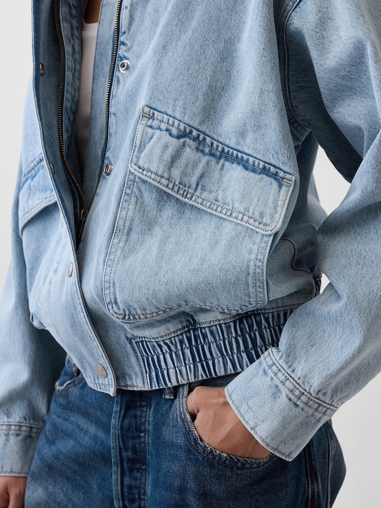 Oversized Denim Bomber Jacket