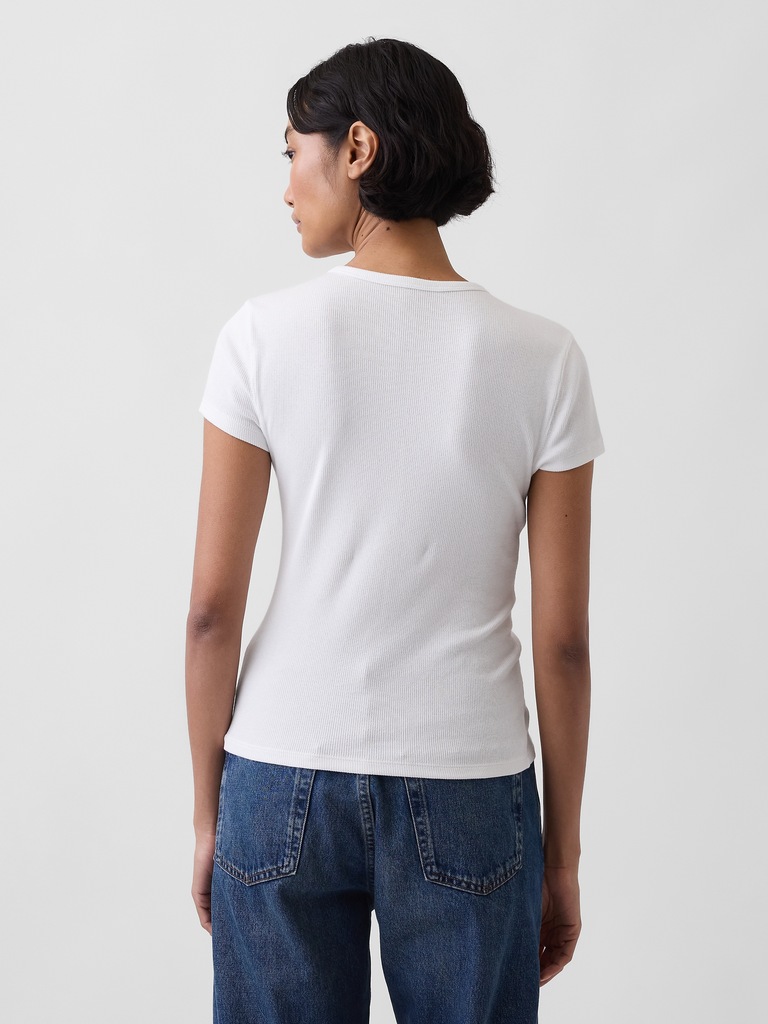 Modern Rib Button-Front Crew T-Shirt