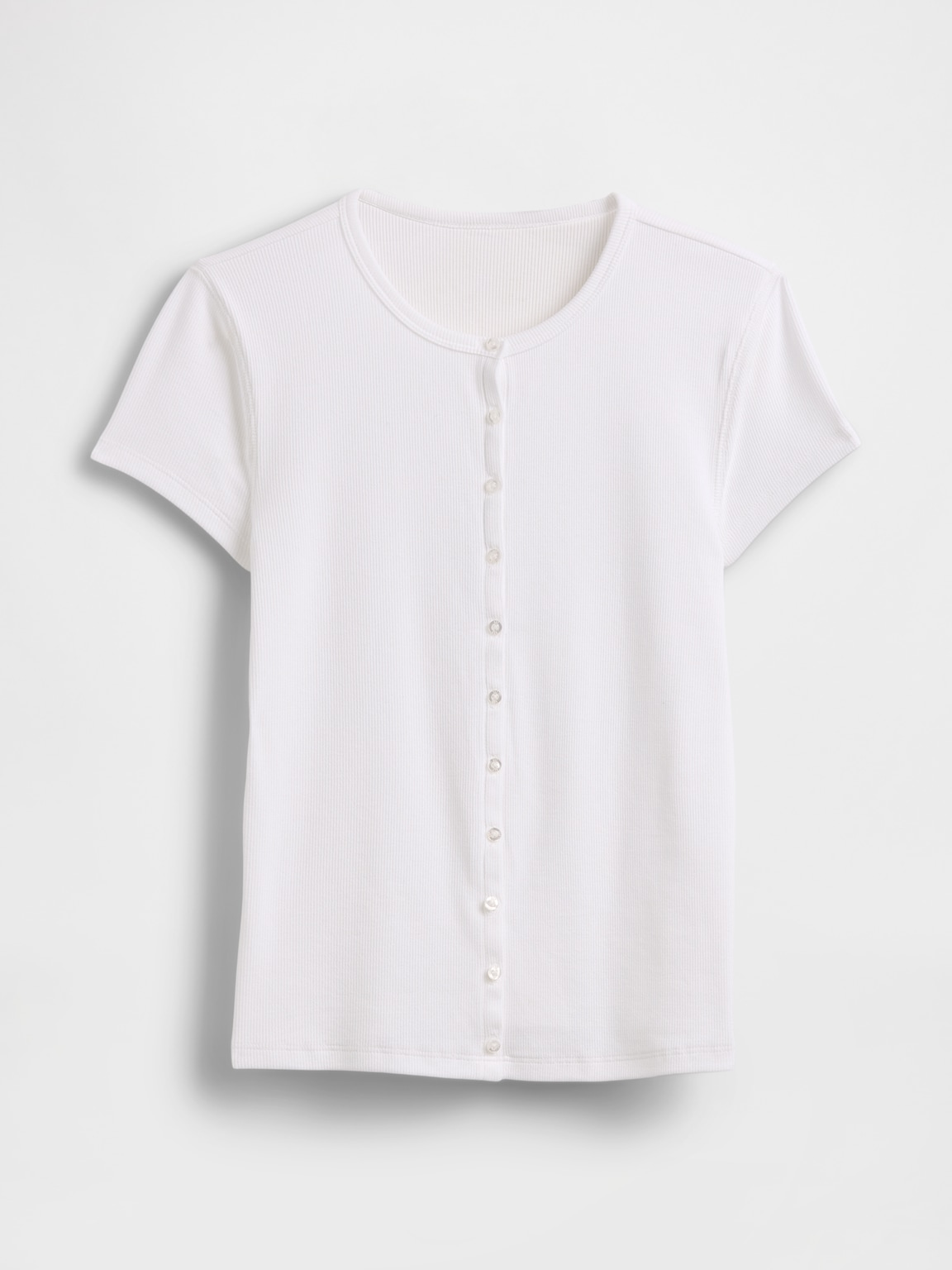 Modern Rib Button-Front Crew T-Shirt