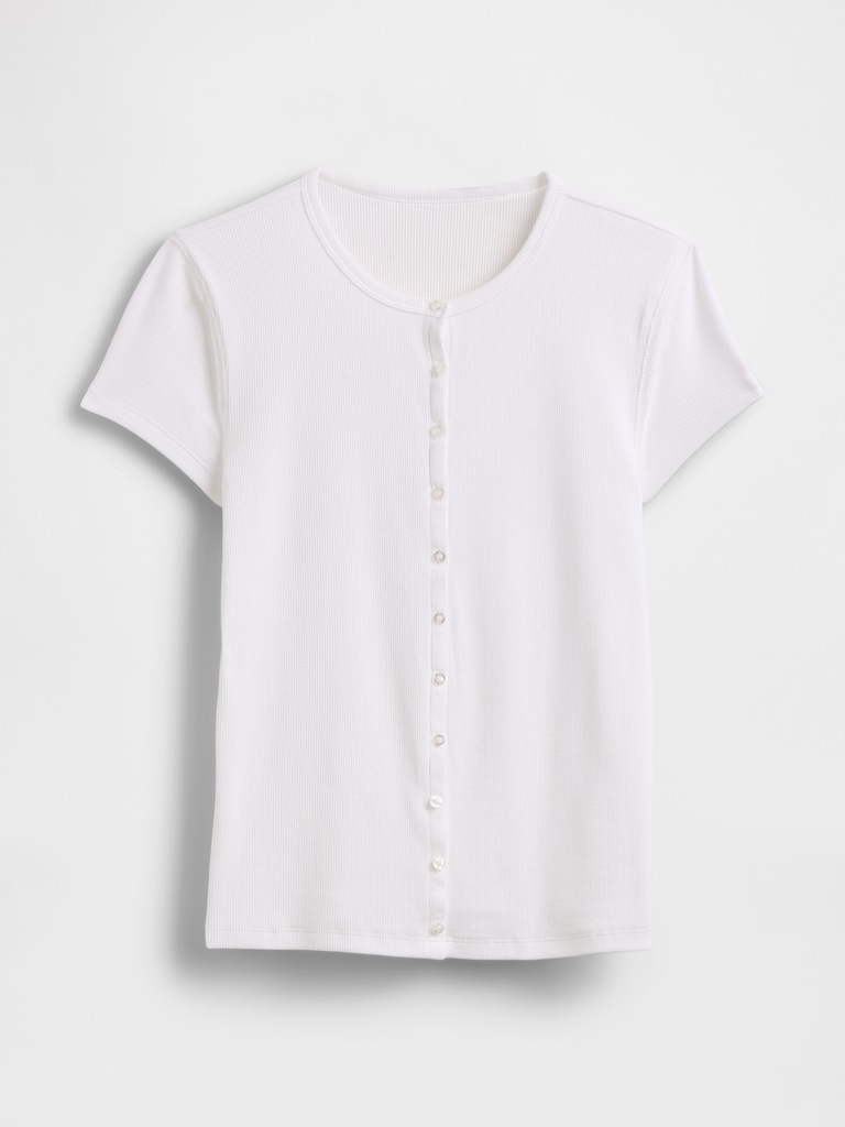 Modern Rib Button-Front Crew T-Shirt