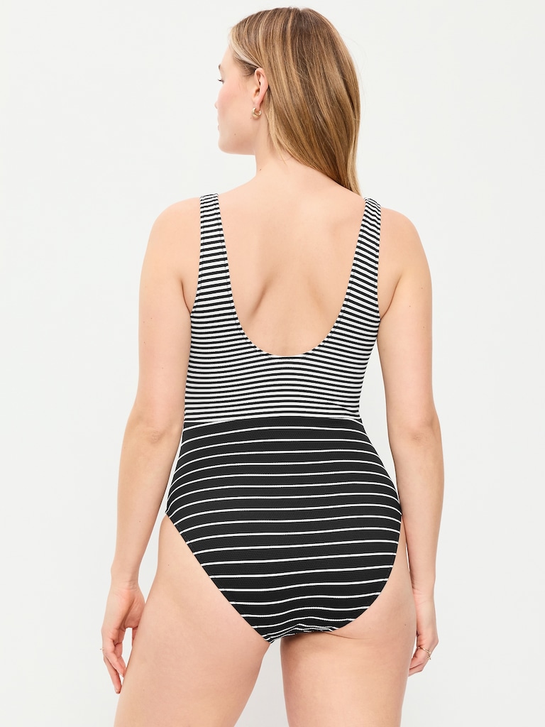Textured One-Piece Cut-Out Swimsuit