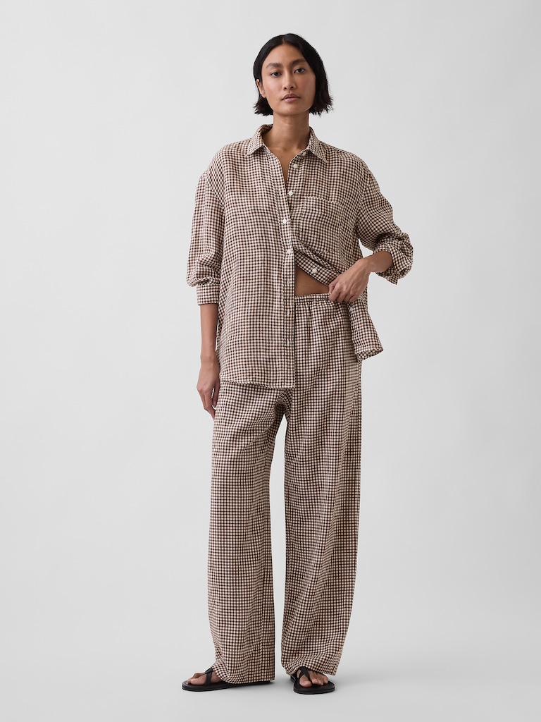 Linen-Blend Relaxed Wide-Leg Pants