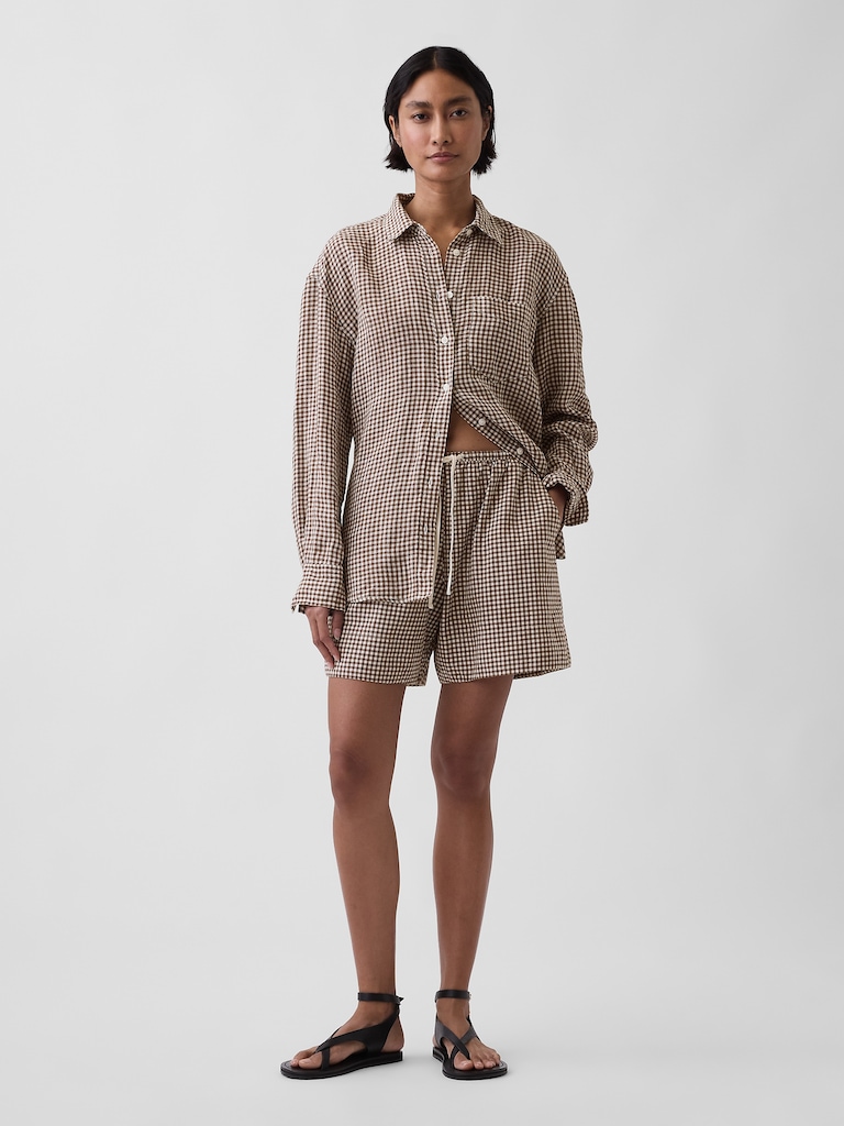 Linen-Blend Easy Shorts