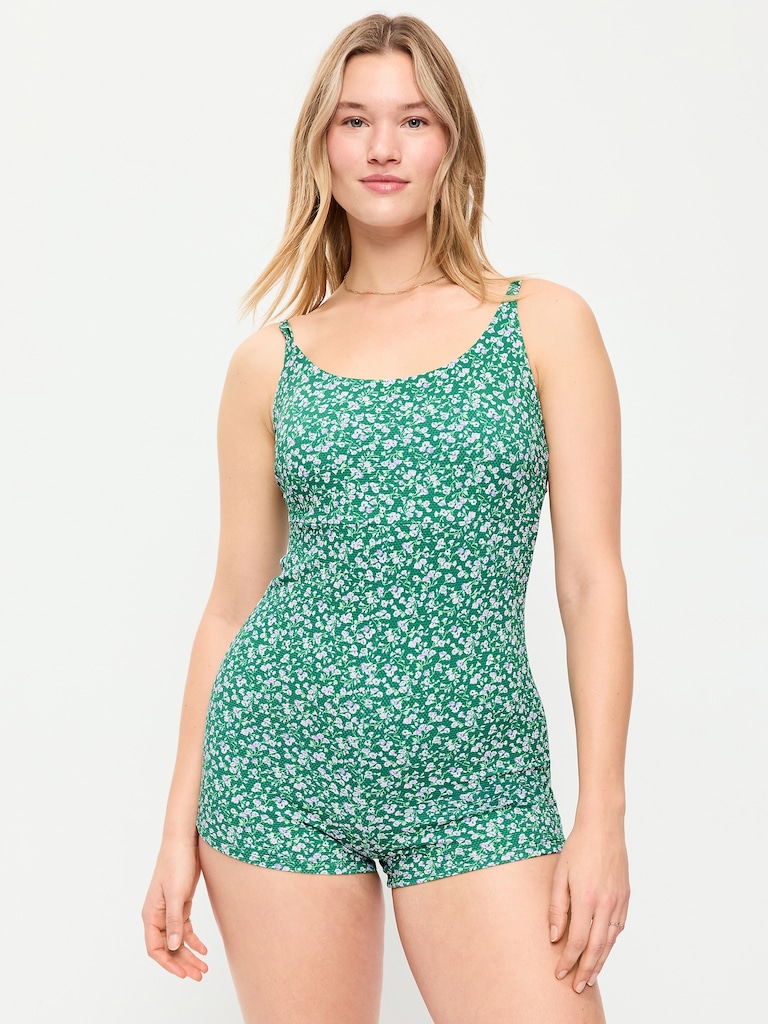 Textured Swim Romper -- 2.5-inch inseam