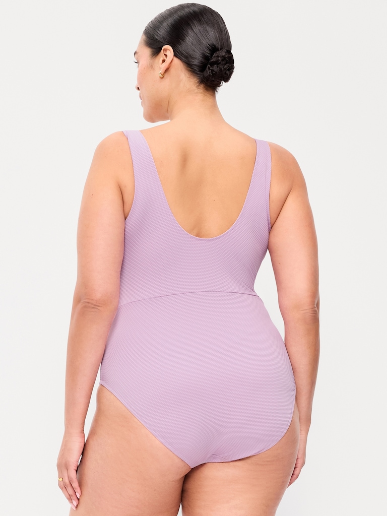 Textured One-Piece Cut-Out Swimsuit