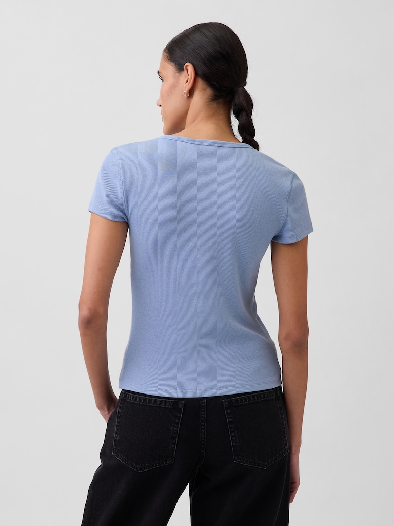 Modern Rib Button-Front Crew T-Shirt
