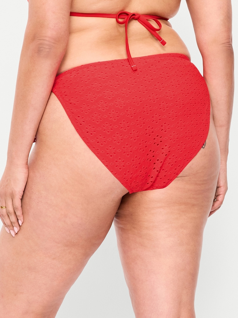 Eyelet String Bikini Swim Bottoms