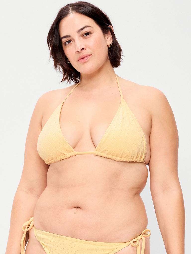 Eyelet Triangle String Bikini Swim Top