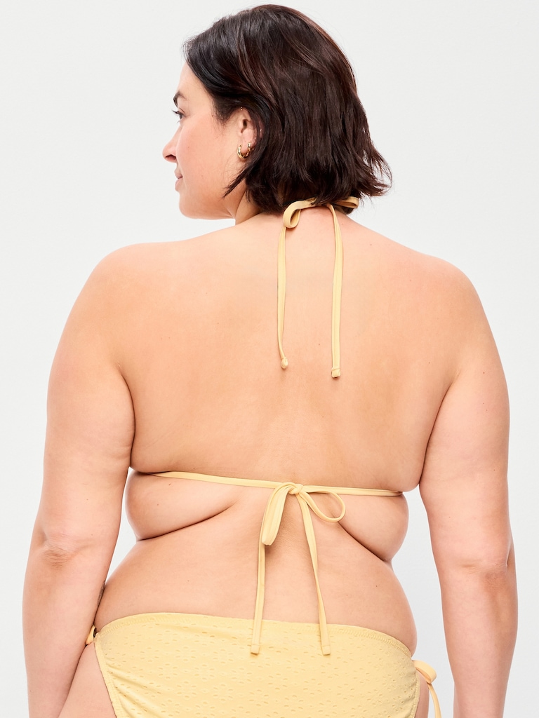 Eyelet Triangle String Bikini Swim Top