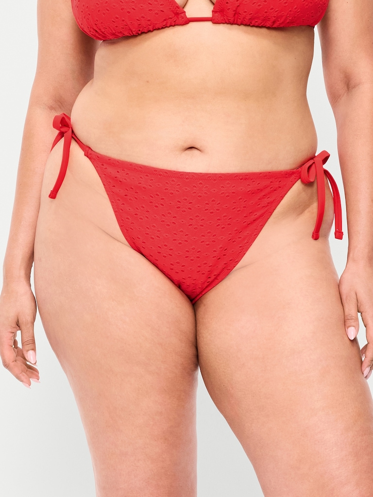 Eyelet String Bikini Swim Bottoms