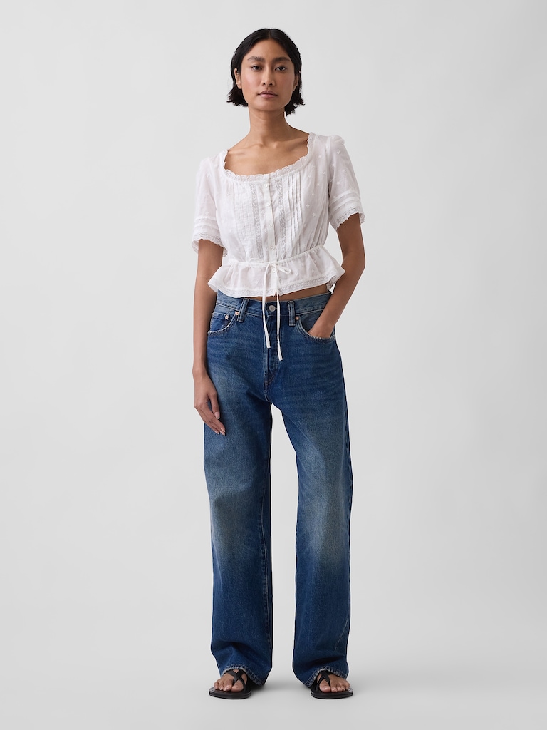 Lace-Trim Peplum Top