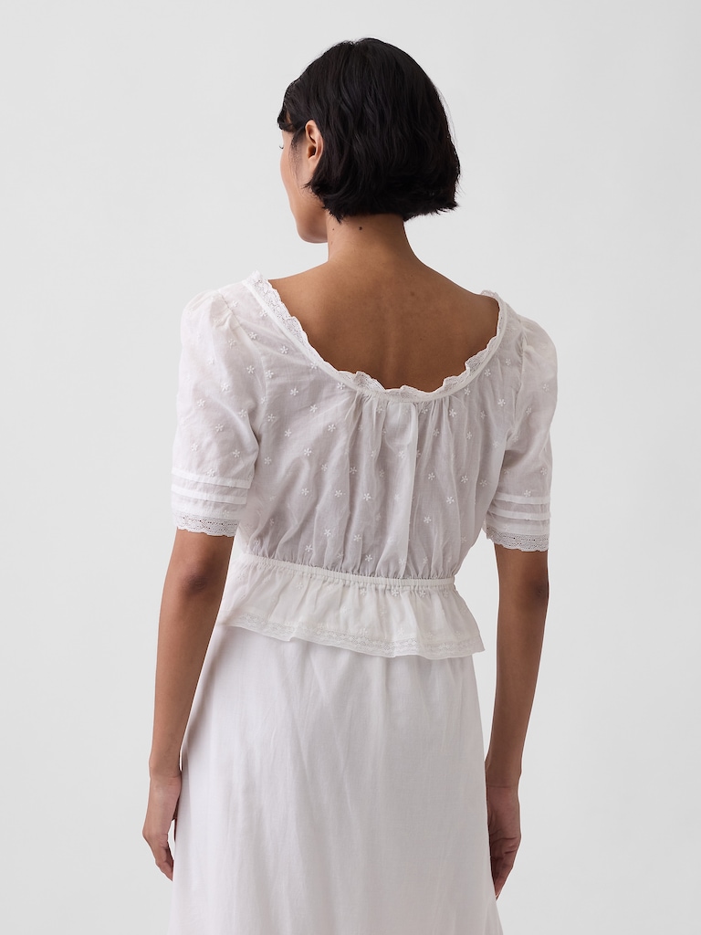 Lace-Trim Peplum Top