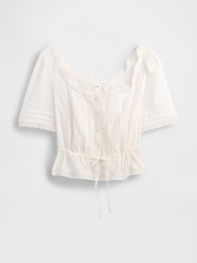 Lace-Trim Peplum Top