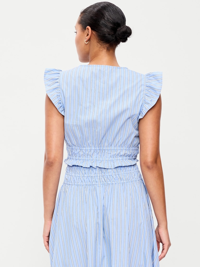 Flutter-Sleeve Poplin Top