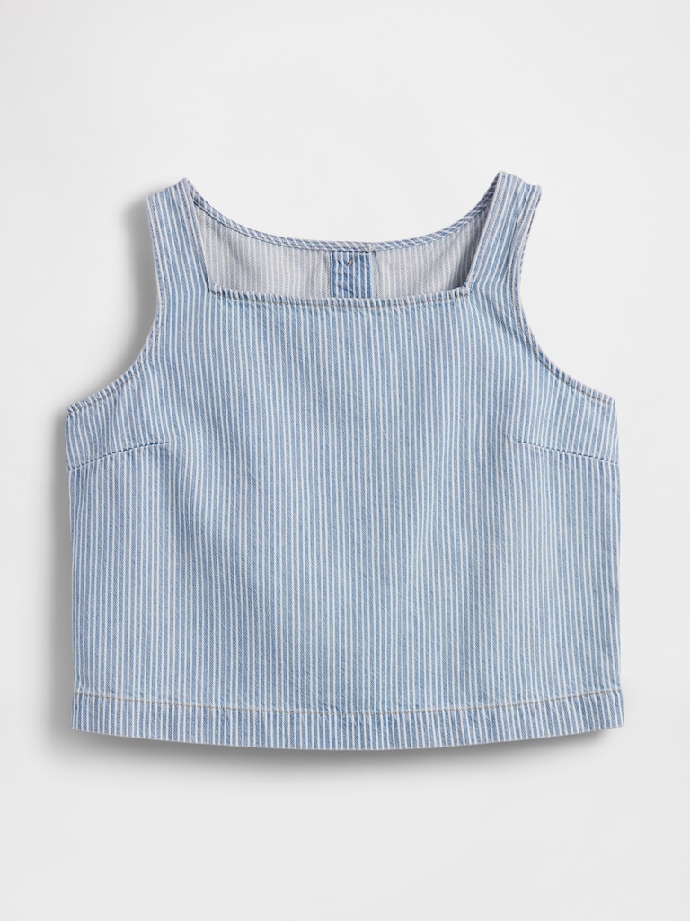 UltraSoft Denim Stripe Crop Shell Tank Top