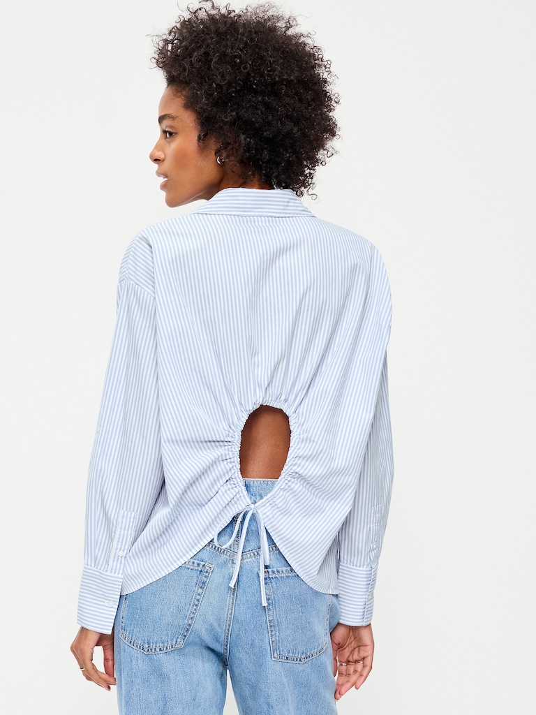 Tie-Back Button-Down Shirt