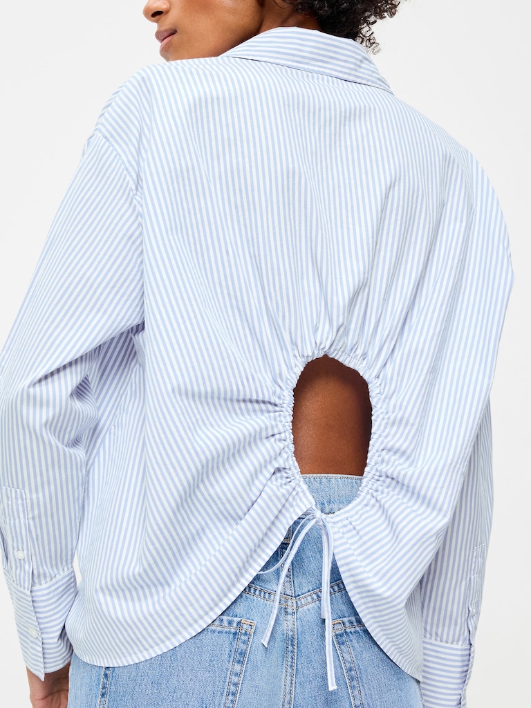 Tie-Back Button-Down Shirt