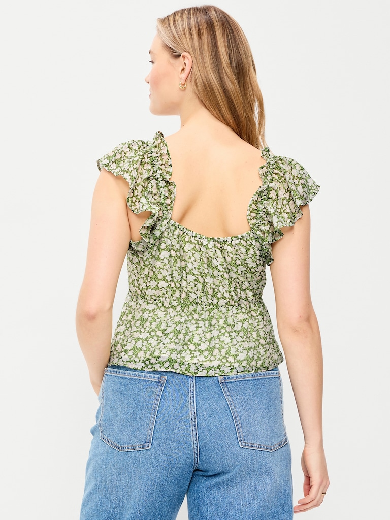 Flutter-Sleeve Fit & Flare Top