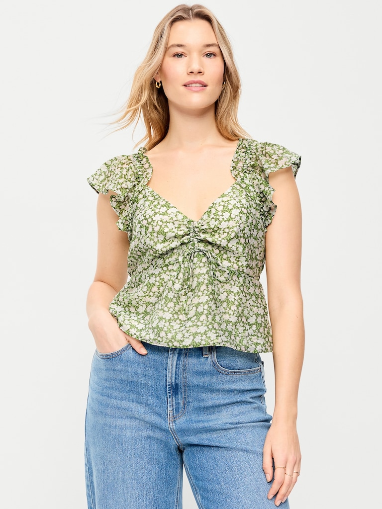 Flutter-Sleeve Fit & Flare Top