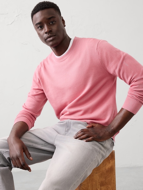 Pull Homme Banana Republic En Soie 100%, Marron, Taille L - 1/4 Boutonné - Occasion Très Bon état